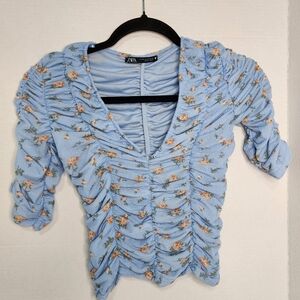 Zara Blue Floral Women's Top